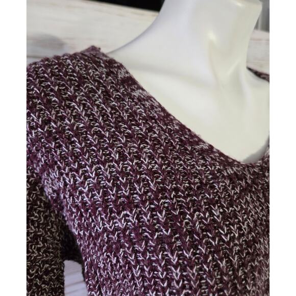 So Marled Purple Lace up Back V Neck Sweater sz Small - Picture 4 of 5